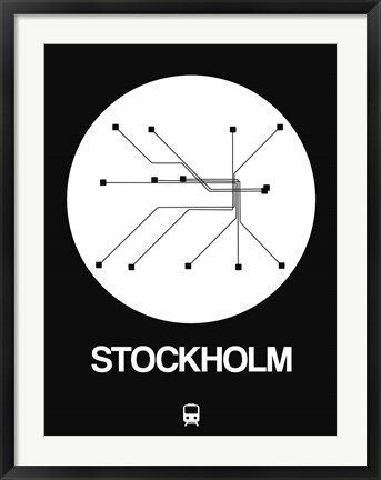 Framed Stockholm White Subway Map Print