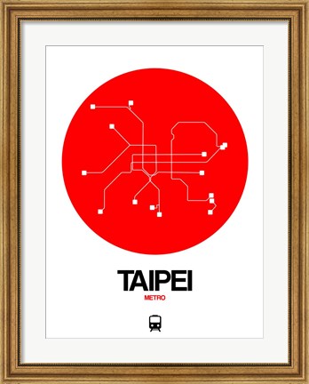 Framed Taipei Red Subway Map Print