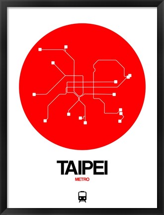 Framed Taipei Red Subway Map Print