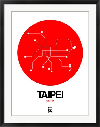 Framed Taipei Red Subway Map Print