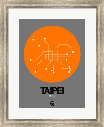 Framed Taipei Orange Subway Map Print