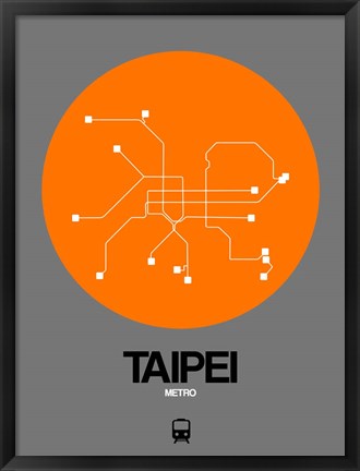 Framed Taipei Orange Subway Map Print