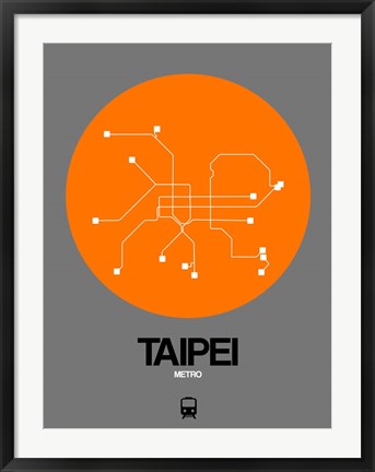 Framed Taipei Orange Subway Map Print