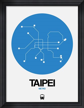 Framed Taipei Blue Subway Map Print