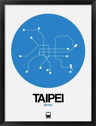 Framed Taipei Blue Subway Map Print