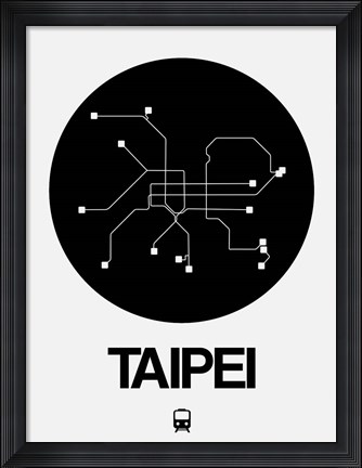 Framed Taipei Black Subway Map Print