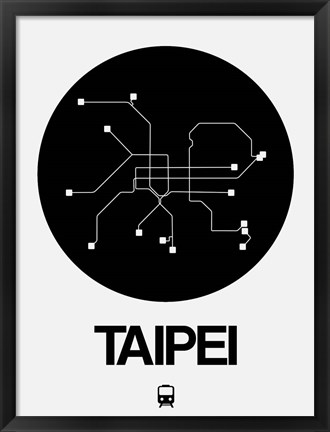 Framed Taipei Black Subway Map Print