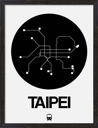 Framed Taipei Black Subway Map Print