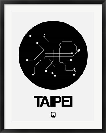 Framed Taipei Black Subway Map Print