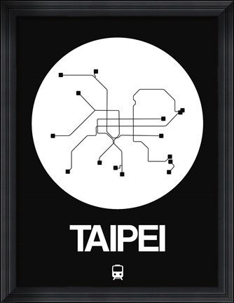 Framed Taipei White Subway Map Print