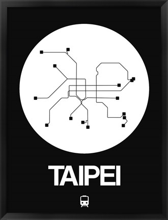 Framed Taipei White Subway Map Print