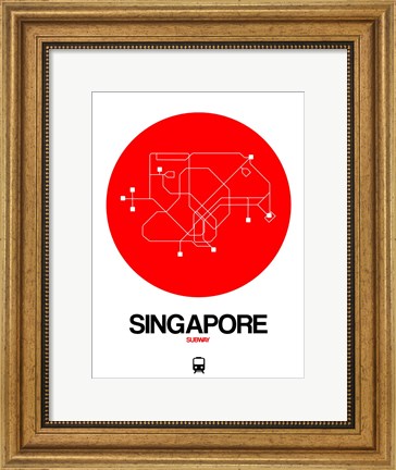Framed Singapore Red Subway Map Print