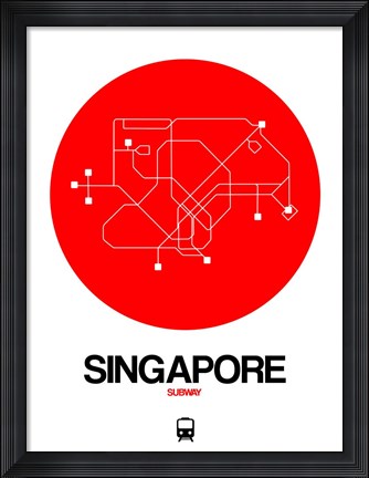 Framed Singapore Red Subway Map Print