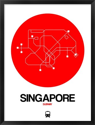 Framed Singapore Red Subway Map Print
