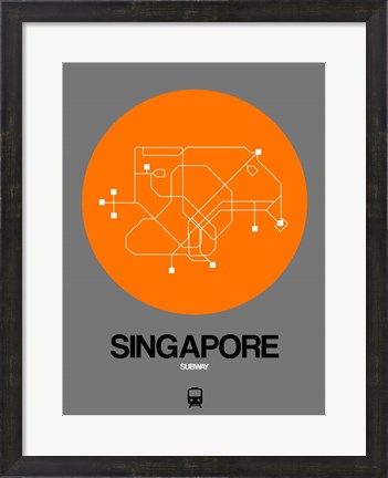 Framed Singapore Orange Subway Map Print