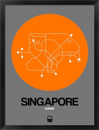 Framed Singapore Orange Subway Map Print