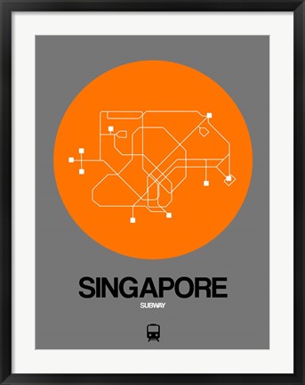 Framed Singapore Orange Subway Map Print