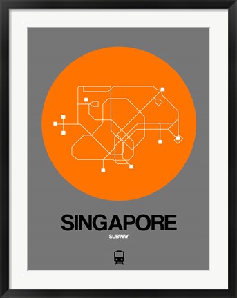 Framed Singapore Orange Subway Map Print