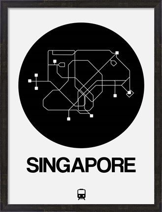 Framed Singapore Black Subway Map Print