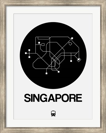 Framed Singapore Black Subway Map Print