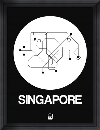 Framed Singapore White Subway Map Print