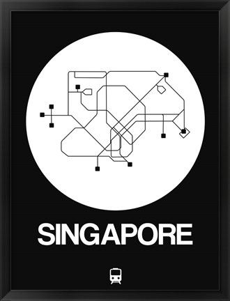 Framed Singapore White Subway Map Print