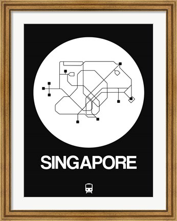Framed Singapore White Subway Map Print