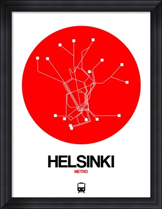 Framed Helsinki Red Subway Map Print