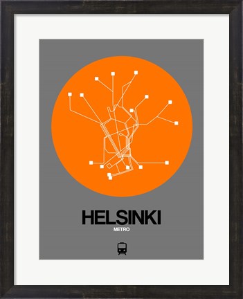 Framed Helsinki Orange Subway Map Print