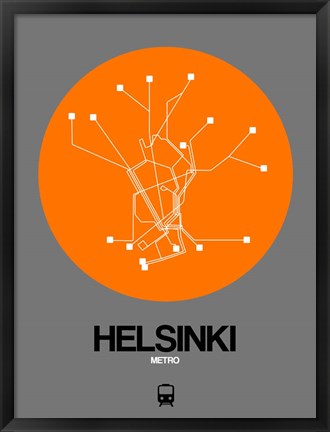 Framed Helsinki Orange Subway Map Print