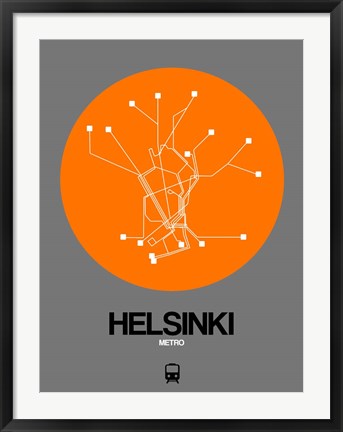 Framed Helsinki Orange Subway Map Print