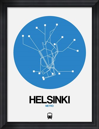 Framed Helsinki Blue Subway Map Print