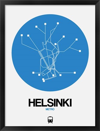 Framed Helsinki Blue Subway Map Print