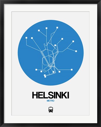 Framed Helsinki Blue Subway Map Print