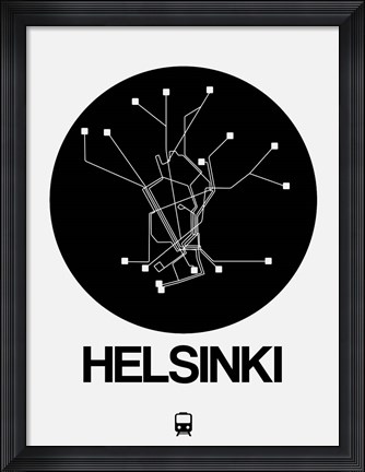 Framed Helsinki Black Subway Map Print