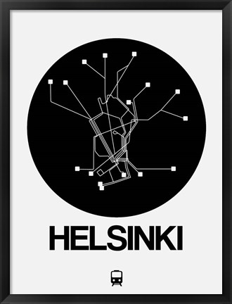Framed Helsinki Black Subway Map Print
