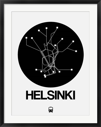 Framed Helsinki Black Subway Map Print