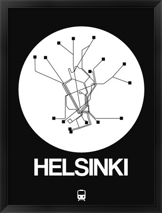 Framed Helsinki White Subway Map Print