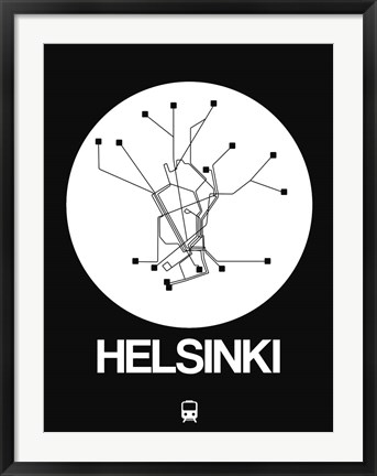 Framed Helsinki White Subway Map Print