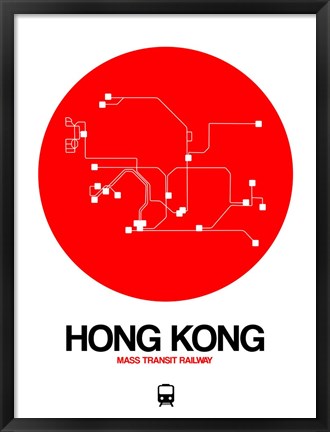 Framed Hong Kong Red Subway Map Print