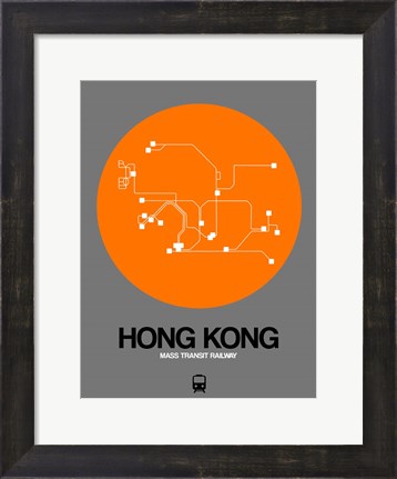 Framed Hong Kong Orange Subway Map Print