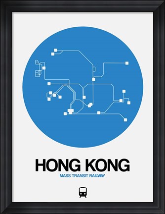 Framed Hong Kong Blue Subway Map Print