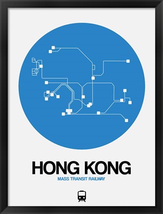 Framed Hong Kong Blue Subway Map Print