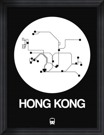 Framed Hong Kong White Subway Map Print