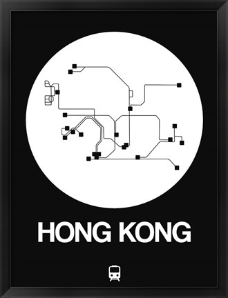 Framed Hong Kong White Subway Map Print