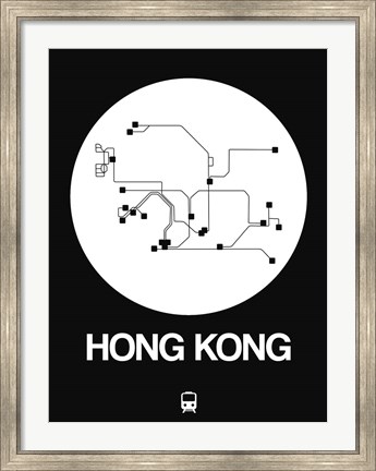 Framed Hong Kong White Subway Map Print