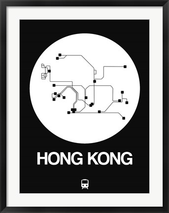 Framed Hong Kong White Subway Map Print