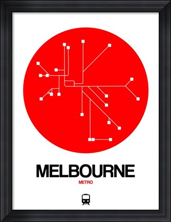 Framed Melbourne Red Subway Map Print
