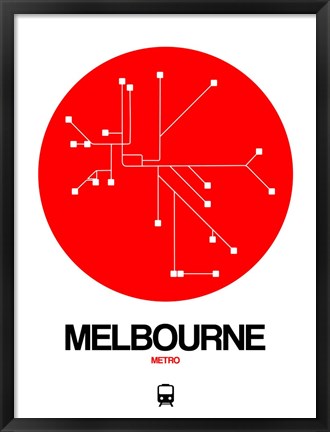 Framed Melbourne Red Subway Map Print