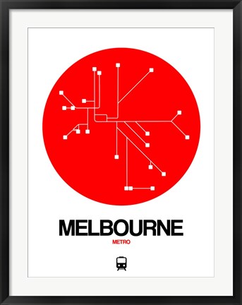 Framed Melbourne Red Subway Map Print